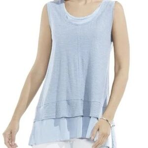 Vince Camuto Sleeveless Swing Tank Top Sz XL Light Blue Lagenlook cotton modal